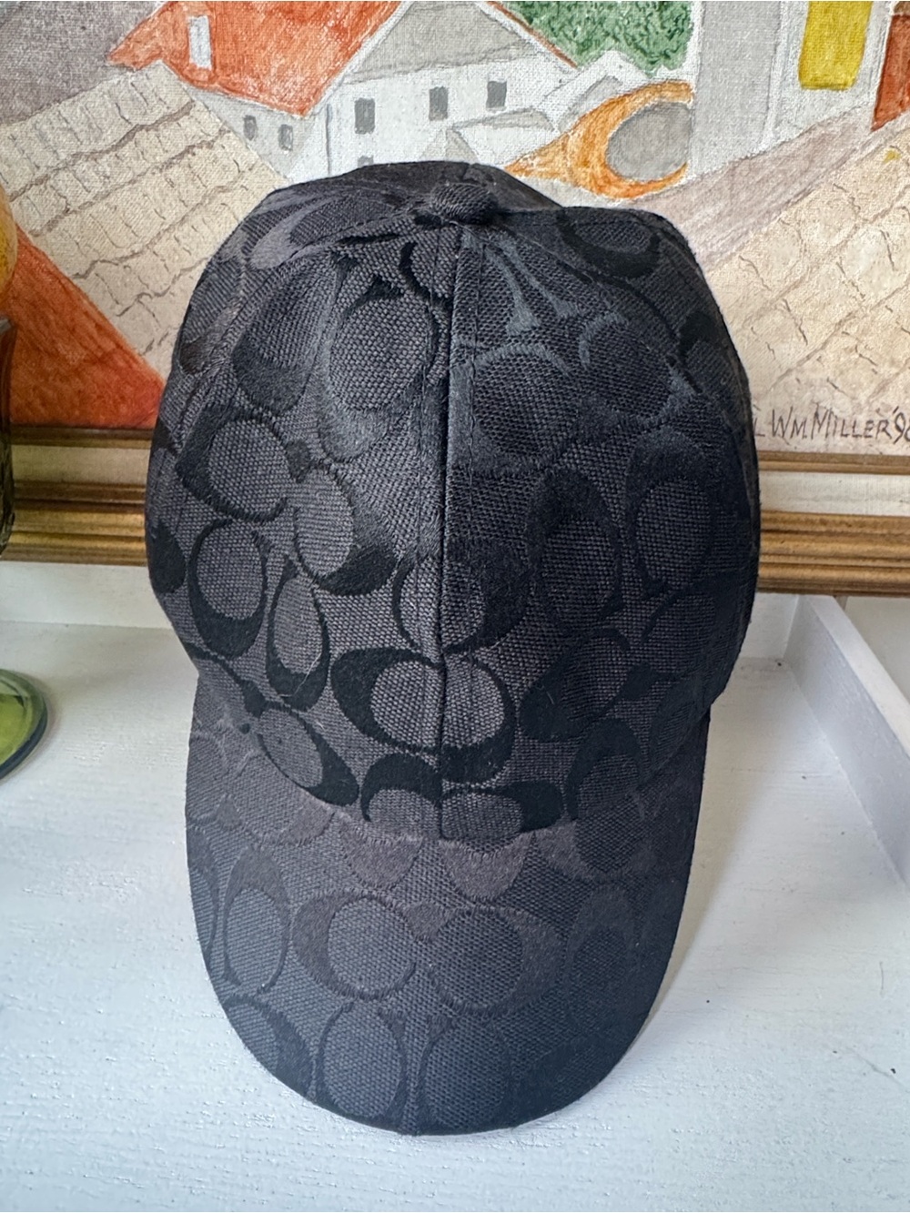 90s Coach Made in USA Black Moncard Jacquard Baseball Cap - Rare Collectible
